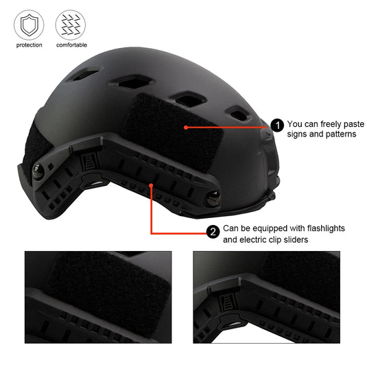 FAST BJ Tactical Helmet OPS Adjustable Suspension Game CS Rail Helmet