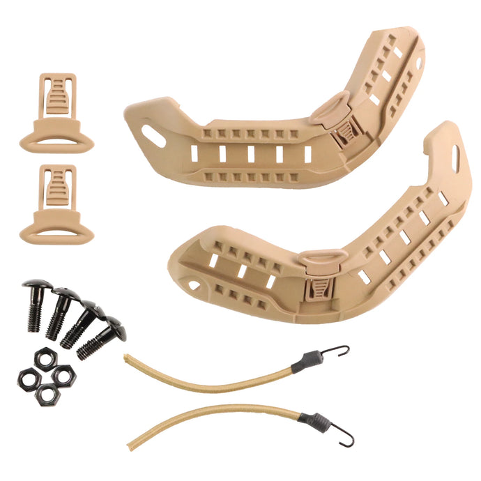 Khaki Nylon ACH ARC Helmet Side Rails Tactical Helmet Rail Kit For Mich Tactical Helmet