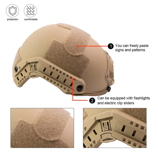 Tactical Bump Helmet Fast MH High Cut Helmet with OPS Adjustable Head Strap Suspension System